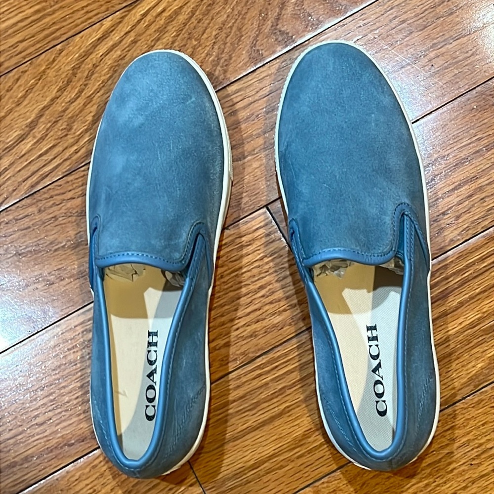 NWOB never wore Coach suede upper slip on sneaker baby blue color size 7.5